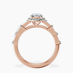 10kt Rose Gold Rachel Halo Side Stone Lab Diamond Ring side right image one