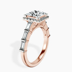 18ct Rose Gold Rachel Halo Side Stone Lab Diamond Ring standing product image one