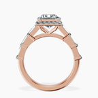 18ct Rose Gold Rachel Halo Side Stone Lab Diamond Ring side right image one