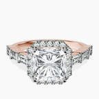 14kt Rose Gold Rachel Halo Side Stone Lab Diamond Ring front image