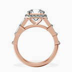 14kt Rose Gold Rachel Halo Side Stone Lab Diamond Ring side right image one