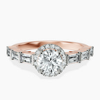 14kt Rose Gold Rachel Halo Side Stone Lab Diamond Ring front image
