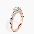 14kt Rose Gold Rachel Halo Side Stone Lab Diamond Ring standing product image one