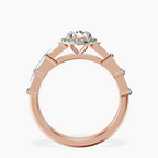 14kt Rose Gold Rachel Halo Side Stone Lab Diamond Ring side right image one