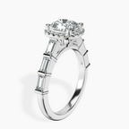 Platinum Rachel Halo Side Stone Lab Diamond Ring standing product image one