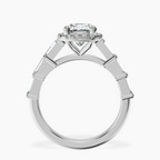 Platinum Rachel Halo Side Stone Lab Diamond Ring side right image one