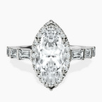 Platinum Rachel Halo Side Stone Lab Diamond Ring front image