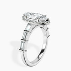Platinum Rachel Halo Side Stone Lab Diamond Ring standing product image one