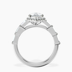 Platinum Rachel Halo Side Stone Lab Diamond Ring side right image one