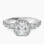Platinum Rachel Halo Side Stone Lab Diamond Ring front image