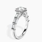 Platinum Rachel Halo Side Stone Lab Diamond Ring standing product image one