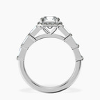 Platinum Rachel Halo Side Stone Lab Diamond Ring side right image one