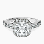 Platinum Rachel Halo Side Stone Lab Diamond Ring front image