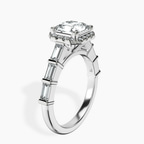 Platinum Rachel Halo Side Stone Lab Diamond Ring standing product image one