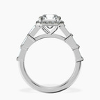 Platinum Rachel Halo Side Stone Lab Diamond Ring side right image one
