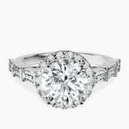 9ct White Gold Rachel Halo Side Stone Lab Diamond Ring front image