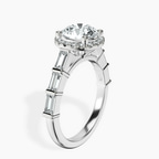 9ct White Gold Rachel Halo Side Stone Lab Diamond Ring standing product image one