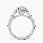 9ct White Gold Rachel Halo Side Stone Lab Diamond Ring side right image one