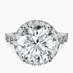 Platinum Rachel Halo Side Stone Lab Diamond Ring front image