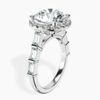 Platinum Rachel Halo Side Stone Lab Diamond Ring standing product image one