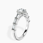 18kt White Gold Rachel Halo Side Stone Lab Diamond Ring standing product image one