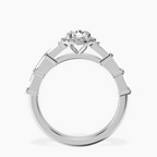 18kt White Gold Rachel Halo Side Stone Lab Diamond Ring side right image one