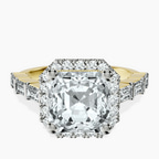 14kt Yellow Gold Rachel Halo Side Stone Lab Diamond Ring front image