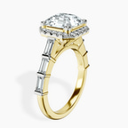 14kt Yellow Gold Rachel Halo Side Stone Lab Diamond Ring standing product image one