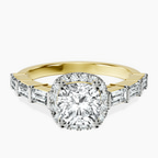 10kt Yellow Gold Rachel Halo Side Stone Lab Diamond Ring front image