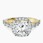 14kt Yellow Gold Rachel Halo Side Stone Lab Diamond Ring front image