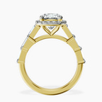 14kt Yellow Gold Rachel Halo Side Stone Lab Diamond Ring side right image one
