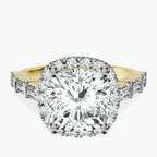 14kt Yellow Gold Rachel Halo Side Stone Lab Diamond Ring front image