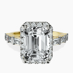 14kt Yellow Gold Rachel Halo Side Stone Lab Diamond Ring front image