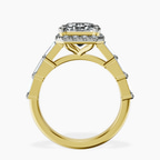 14kt Yellow Gold Rachel Halo Side Stone Lab Diamond Ring side right image one