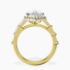 14kt Yellow Gold Rachel Halo Side Stone Lab Diamond Ring side right image one
