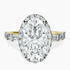 10kt Yellow Gold Rachel Halo Side Stone Lab Diamond Ring front image