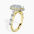 10kt Yellow Gold Rachel Halo Side Stone Lab Diamond Ring standing product image one