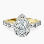 14kt Yellow Gold Rachel Halo Side Stone Lab Diamond Ring front image