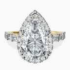 10kt Yellow Gold Rachel Halo Side Stone Lab Diamond Ring front image