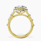 10kt Yellow Gold Rachel Halo Side Stone Lab Diamond Ring side right image one