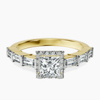 14kt Yellow Gold Rachel Halo Side Stone Lab Diamond Ring front image