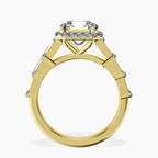 14kt Yellow Gold Rachel Halo Side Stone Lab Diamond Ring side right image one