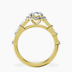 18kt Yellow Gold Rachel Halo Side Stone Lab Diamond Ring side right image one