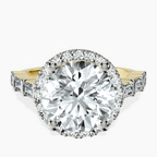 10kt Yellow Gold Rachel Halo Side Stone Lab Diamond Ring front image