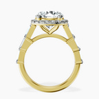 10kt Yellow Gold Rachel Halo Side Stone Lab Diamond Ring side right image one