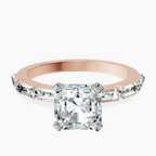 14kt Rose Gold Kimberly Baguette Side Stone Lab Diamond Ring front image