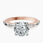 10kt Rose Gold Kimberly Baguette Side Stone Lab Diamond Ring front image