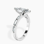 Platinum Kimberly Baguette Side Stone Lab Diamond Ring standing product image one