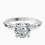14kt White Gold Kimberly Baguette Side Stone Lab Diamond Ring front image