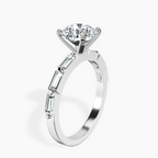14kt White Gold Kimberly Baguette Side Stone Lab Diamond Ring standing product image one